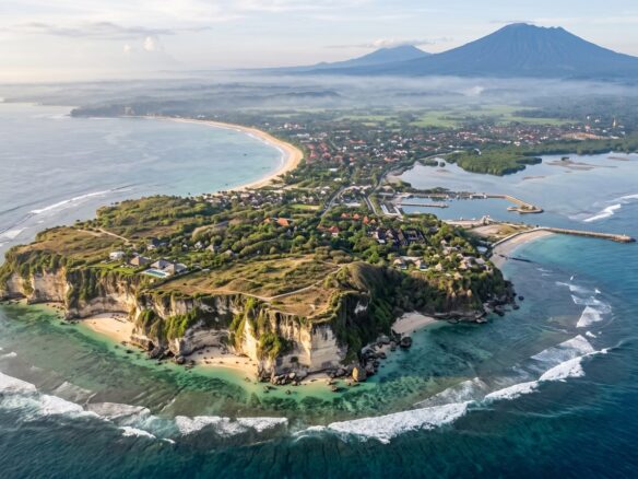 Aerial view of the southern coast of Badung regency, Bali