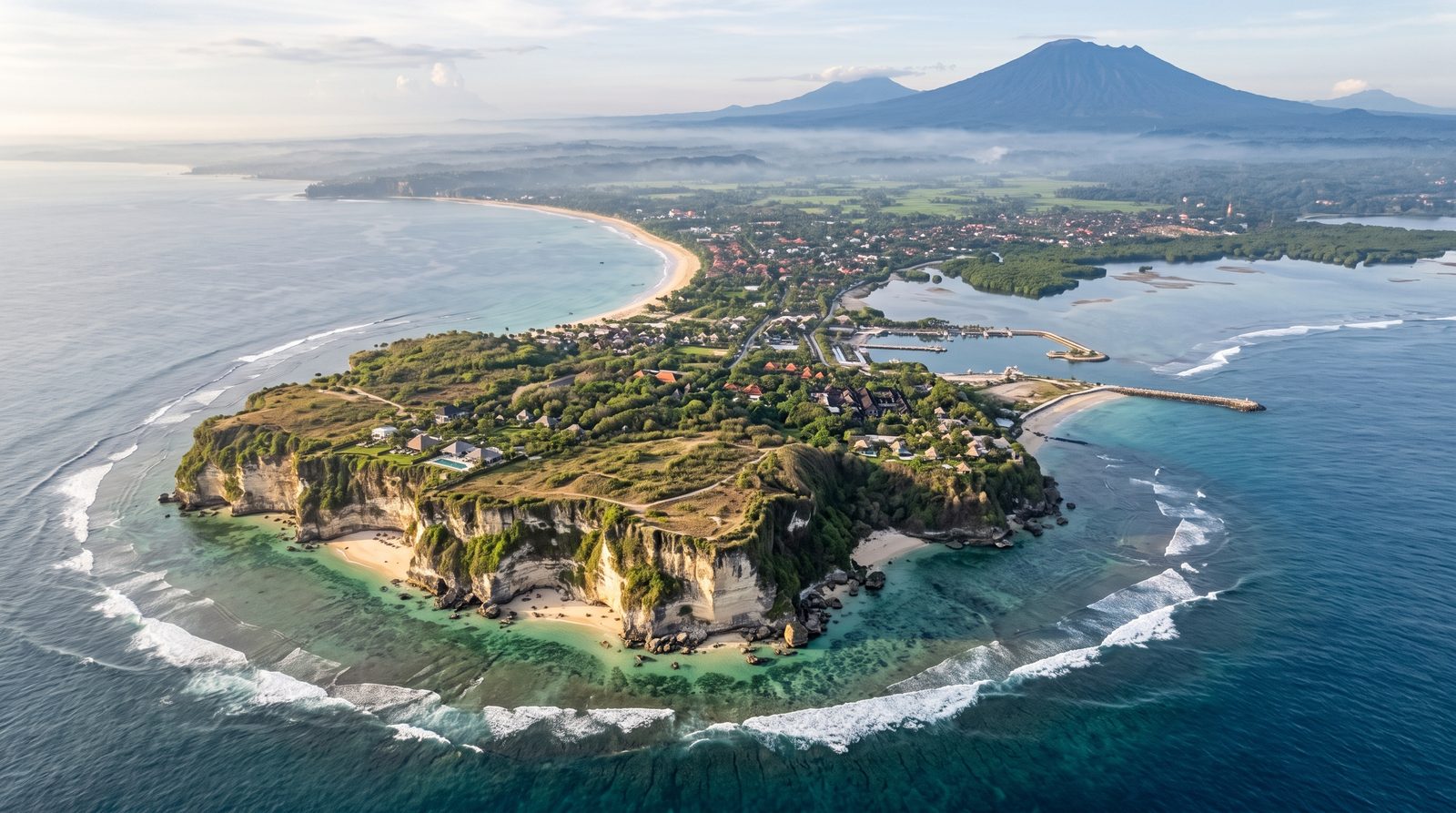 Aerial view of the southern coast of Badung regency, Bali