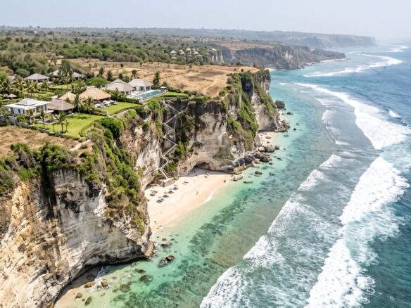 Limestone cliffs and hidden beaches of South Kuta, Bali