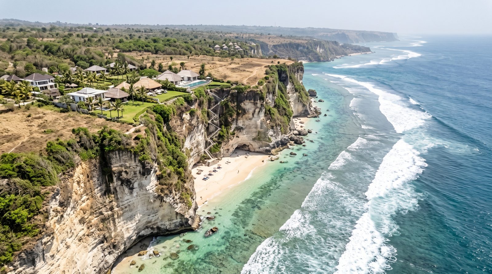 Limestone cliffs and hidden beaches of South Kuta, Bali